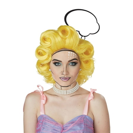 Yellow Pop Art Girl Adult Wig