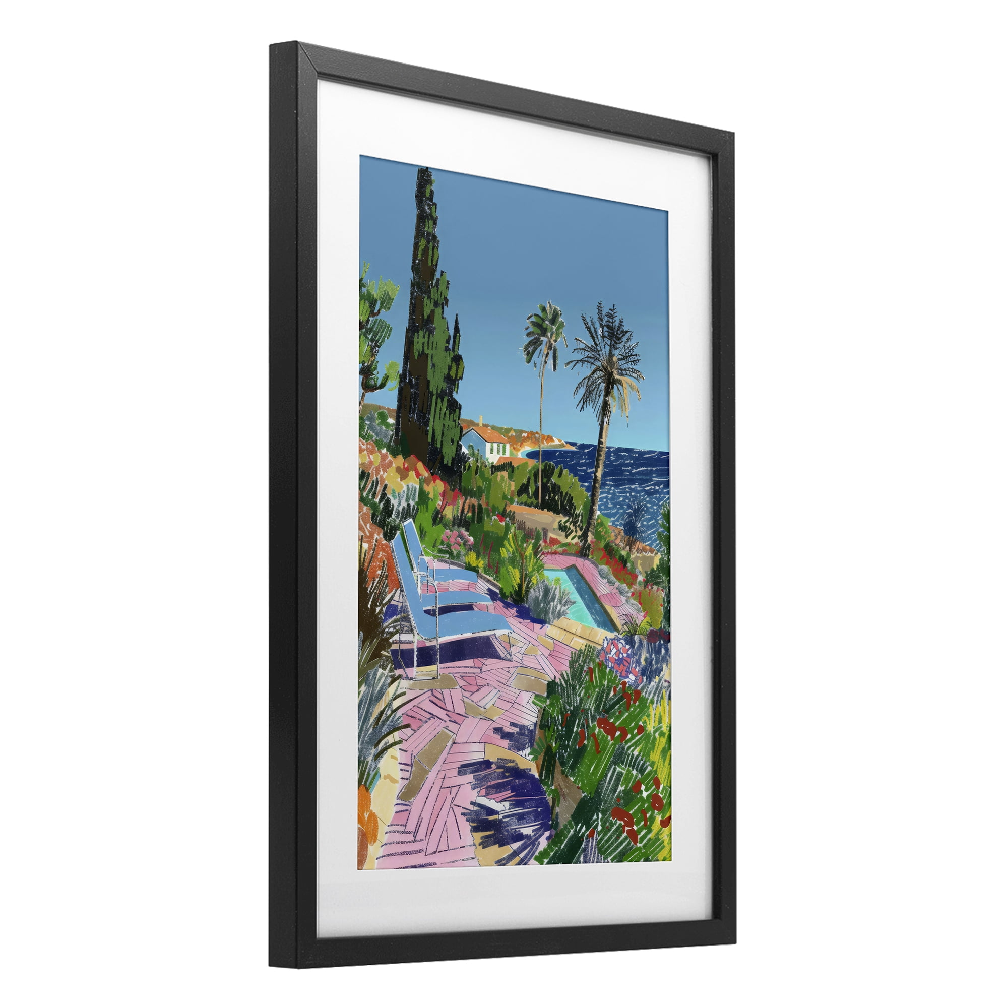 Stupell Industries Pool View to Ocean Black Framed Print Under Glass, design by Creative Studio