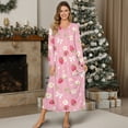 thumbnail image 4 of Tutolipy Nightgowns for Women Strawberry Flower Printed Sleepwear V Neck Loungewear Long Sleeve Nightshirts Comfy House Dress for Home, S, 4 of 7