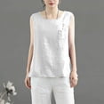 thumbnail image 5 of KDDYLITQ Cotton Linen Tank Tops for Women 2026 Summer Vacation Lounge Tees Loose Fit Sleeveless Crewneck Neck Shirts Lightweight Tshirts White M, 5 of 5