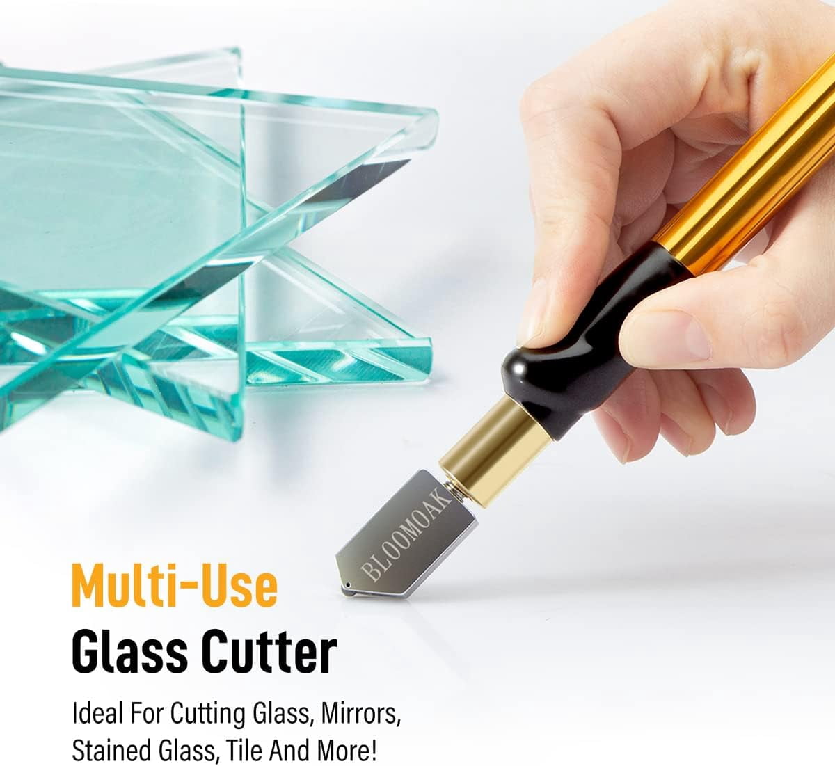 Heavy Duty Circular Glass Cutter with Round Knob Handle and Suction Cup Adjustable Diamond Glass Cutter Tool Set 24" with Extra Blade (60cm)