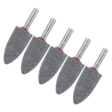 Uxcell 5-Pack Abrasive Mounted Stone Grinding Bits, 1/4 IN(6mm) Shank Polishing Sanding Drill Bit 0.79IN(20mm) Dia Point [Gray]