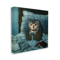 Stupell Industries Night Owl on Phone in Bed Funny Animal,30 x 30,Designed by Lucia Heffernan
