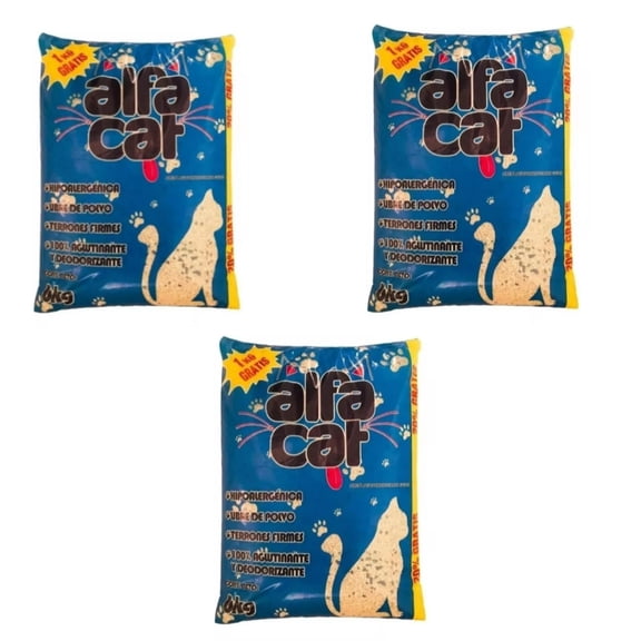 Arena Para Gato Alfa Cat (3 Bolsas De 6 Kg) de 18 Kg