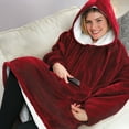 thumbnail image 4 of Huggle Hoodie, Ultra Plush Hooded Blanket Robe, Premium Fleece, PLAID , As Seen on TV, 4 of 5