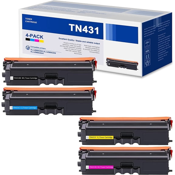 TN431 Toner Cartridge Compatible for Brother TN 431 Toner for DCP-L8410CDW Printer (4-Pack)