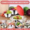 thumbnail image 6 of Mixing Bowls with Lids Set of 9, Vesteel Stainless Steel Mixing Bowls Metal Nesting Salad Bowls Attach with 3 Graters for Kitchen Grating/ Shredding, Size 4.6, 2.6, 2, 1.5, 1, 0.7 QT - Red, 6 of 8