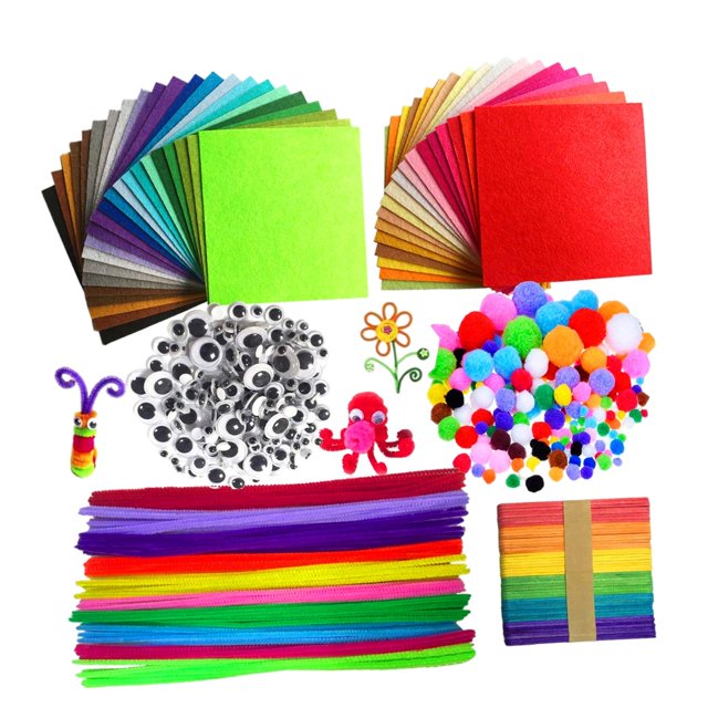 Handicrafts Collage Props Fabric Felt Cloth Googly Eyes Pompoms Birthday
