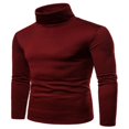 thumbnail image 3 of Chandails Thermiques en Coton pour Hommes Col Roulé Extensible T-Shirt Col Montant Ajusté Vin Rouge TG, 3 of 5