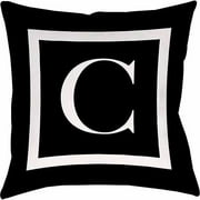 Thumbprintz Classic Block Monogram Decorative Pillow, Black