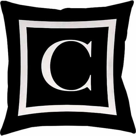 Thumbprintz Classic Block Monogram Decorative Pillow, Black