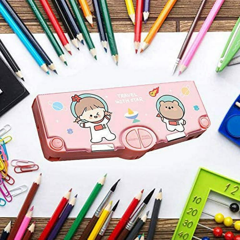 2 Pieces Multifunctional Pencil Box for Girls Unicorn Multifunction Pencil  Case Plastic Mermaid Pencil Case with Calculator and Pencil Sharpener