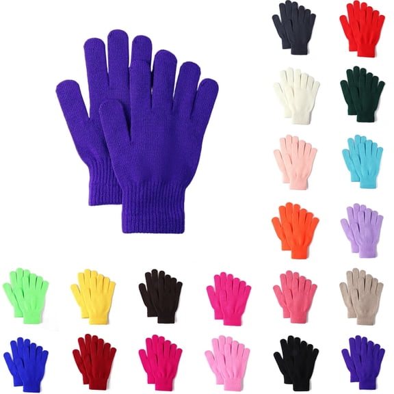 Kamentoy Winter Knit Gloves for Adults, Stretchy Solid Full Finger Thermal Gloves for Adults Women Cold Weather Daily Wear