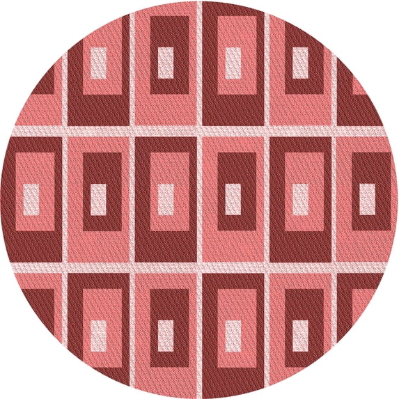 Ahgly Company Machine Washable Indoor Round Transitional Red Area Rugs, 6' Round
