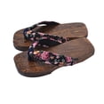 thumbnail image 2 of Paulownia Children Clogs Baby Slippers COS Student Clogs Flops Size 22-34 Black Plum Flower, 2 of 8