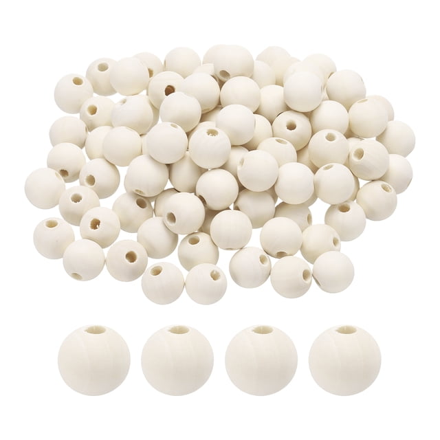 Uxcell 100pcs 16mm cuentas de madera de color, cuentas redondas de madera sueltas con agujero grande de 4.3mm para hacer joyas, collares, pulseras, manualidades DIY, decoraciones hechas a mano