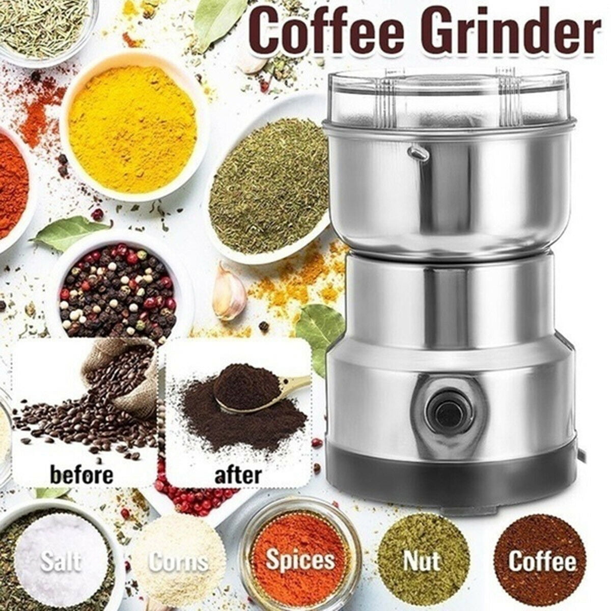 Electric Spice Coffee Nut Seed Herb Grinder Crusher Mill Blender Steel 110V US
