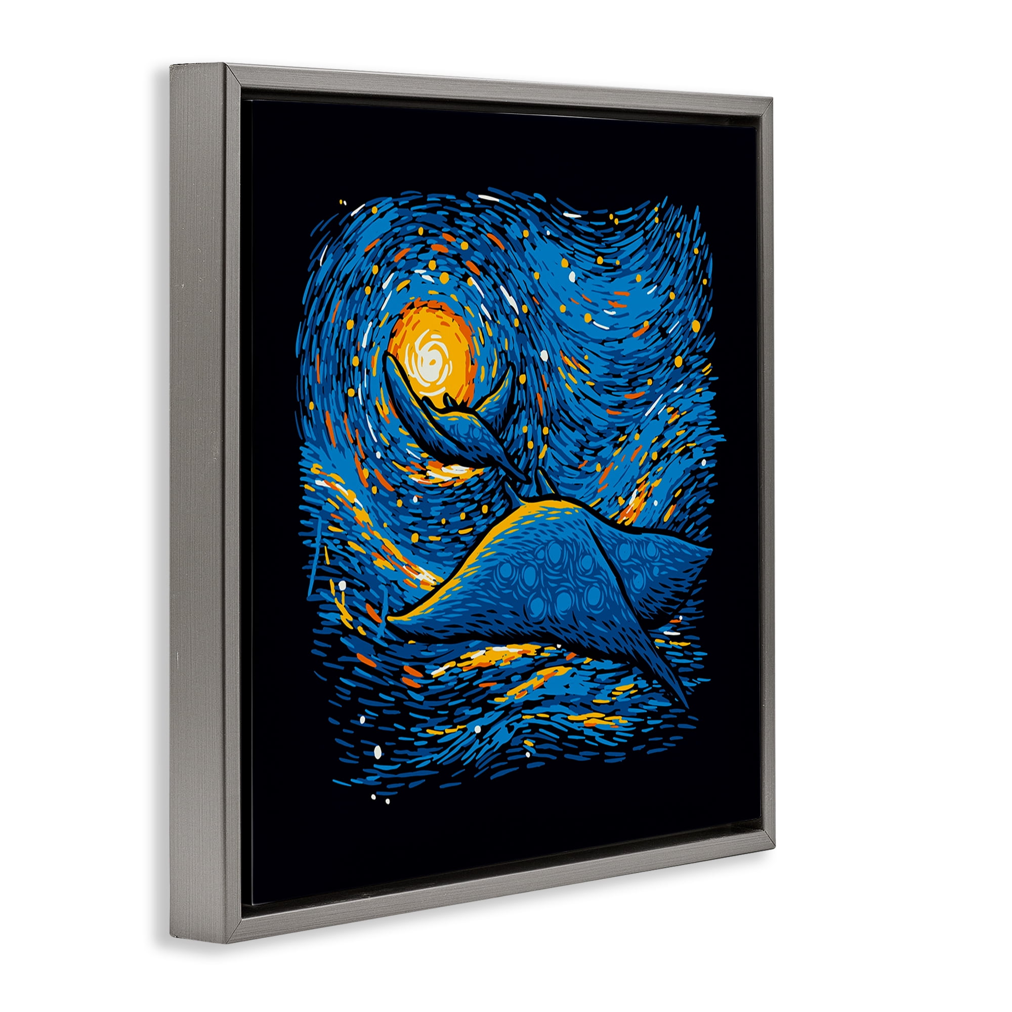 Stupell Industries Impressionist Manta Rays Gray Framed Floater Canvas Wall Art, design by Tobe Fonseca