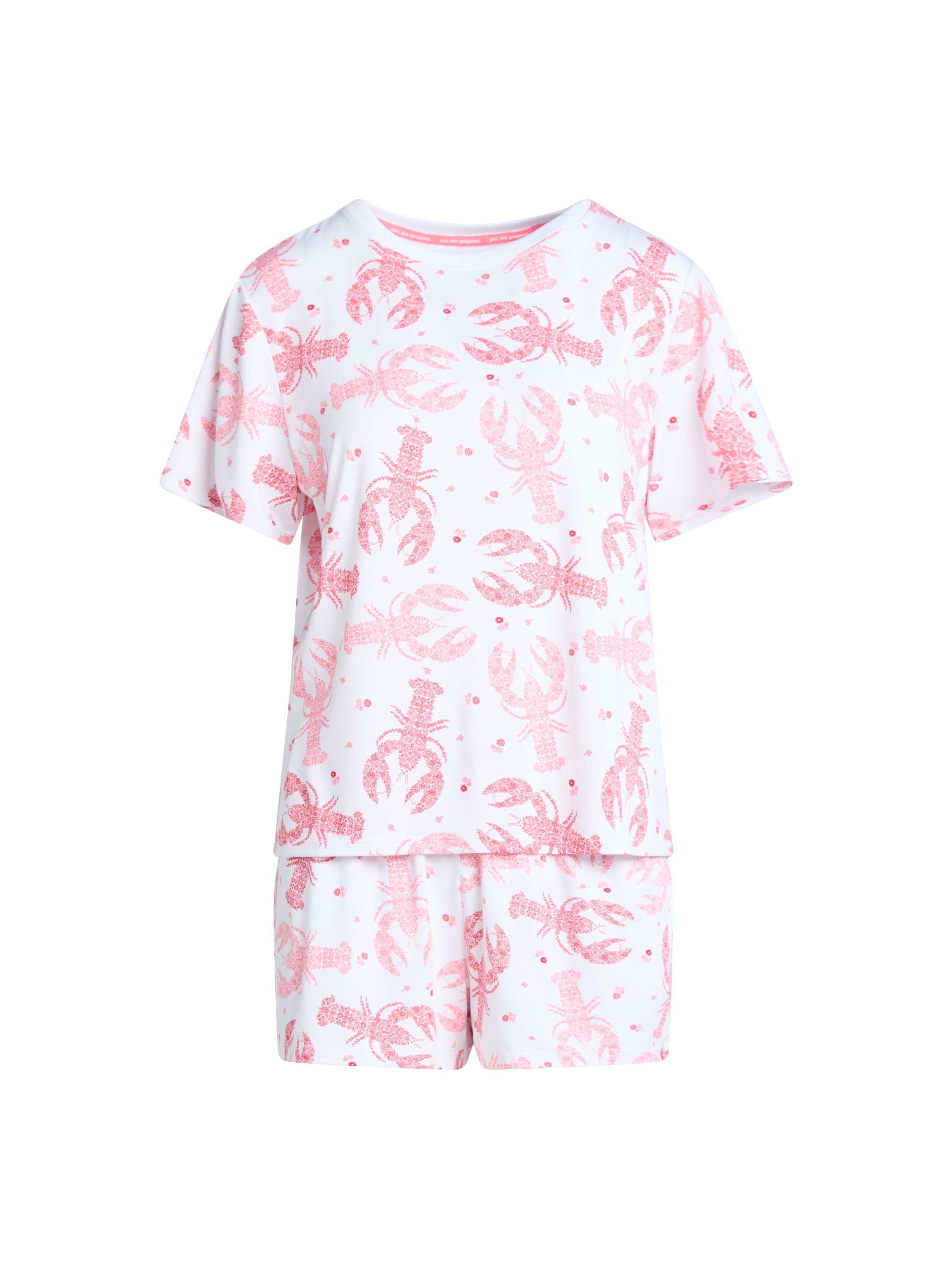 Joyspun Women's Short Sleeve Top and Shorts Pajama Set, 2-Piece, Sizes XS-3X