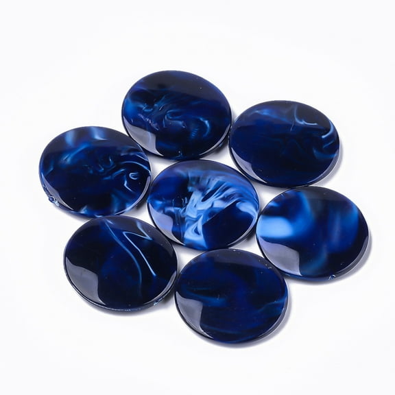 20 pc Acrylic Beads Imitation Gemstone style Flat Round Dark Blue 32x6mm Hole: 1.6mm