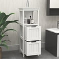 thumbnail image 6 of Bathroom Storage Freestanding Wood Storage Organizer Cabinet with 2 Drawers and 1 Storage Shelf, White, 6 of 7