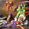 thumbnail image 4 of 12 Rolls Halloween Wired Edge Ribbon for Wreaths 2 Inch x 60 Yards Bat Spider Web Pumpkin Print Grosgrain Ribbon Ghost Witch Hat Crafts for Halloween Party Decorative Supplies, 12 Styles, 4 of 10