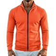 thumbnail image 4 of WIZUTIZ Men's Solid Color Zip Up Hoodless Sweatshirt Jacket Long Sleeve Warm Pocket Outerwear For Winter Daily, 4 of 6
