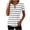 Gray, variant on Women's Striped Zip Neck T-Shirt, Casual Loose Fit Short Sleeve Top, High Street Fashion Basic Tee, Breathable Everyday Wear for Women