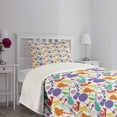 thumbnail image 3 of Ambesonne Music Quilted Bedspread Set 2 Pcs, Colorful Instruments Bass, Twin Size, Multicolor, 3 of 5