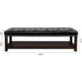 thumbnail image 3 of Entryway Bench Shoe Bench, Classic PU Leather Bench, Bedroom End of Bed Bench, Vanity Bench Dining Room Bench, Footstool with Wooden Base, for Bedroom Entryway Living Room Hallway, Black, 3 of 7