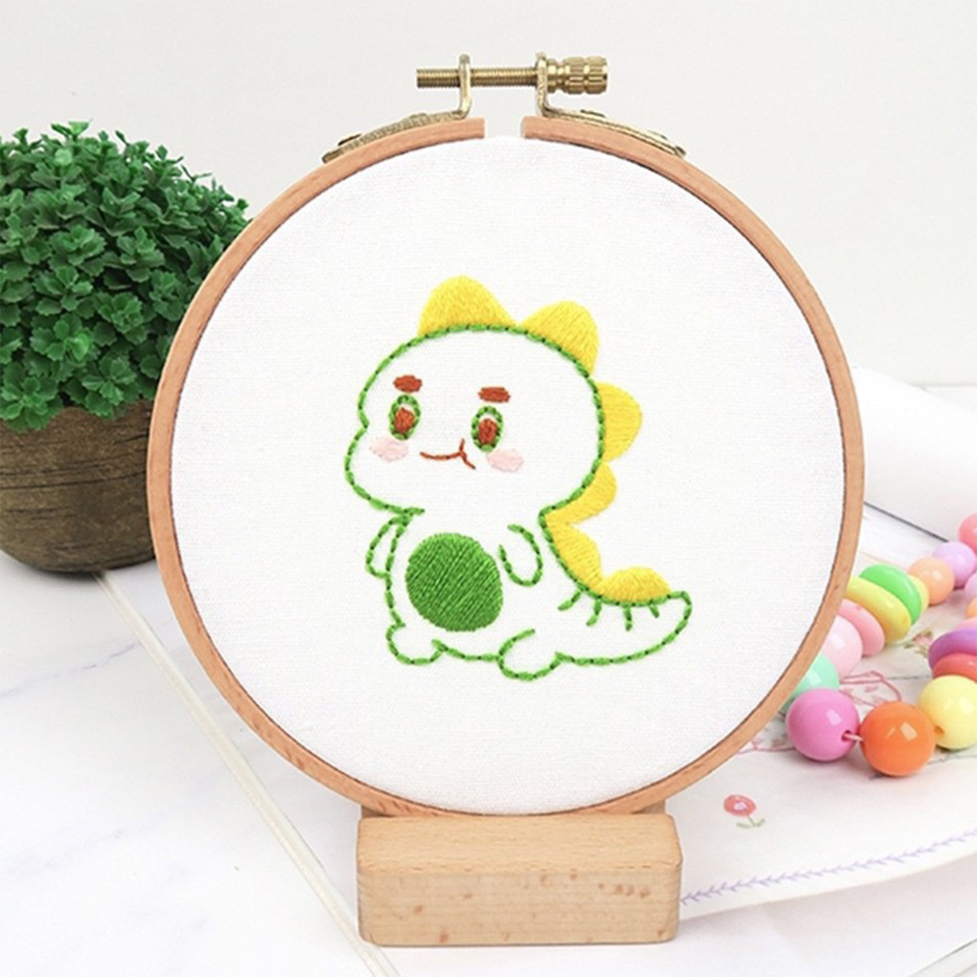 6Pcs  Embroidery Kit for Kids Fun Pre-Stamped Designs DIY Hand Embroidery Set Needlepoint Kits for Beginners Cross Stitch Craft Sewing