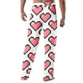 thumbnail image 3 of Fgvctg Men's Valentine's Day Pajamas Plus Size Wide Leg Sleepwear Pajama Pants Casual Love Heart Graphic High Waisted Pjs Fall Spring Drawstring Lounge Pants with Pockets Vermilion S, 3 of 4