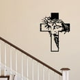 thumbnail image 4 of Christmas Gifts Christian, Metal Cross Jesus Face Crucifix Wall Hanging Home Decor Black/Brown (Height 11.8", Width 8.26) Laser Cutwork Light Weight Religious Church Home Office, 4 of 5