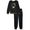 Hello Kitty Toddler Girls 2 Piece Sweatshirt and Pant Active Set, Black, 3T