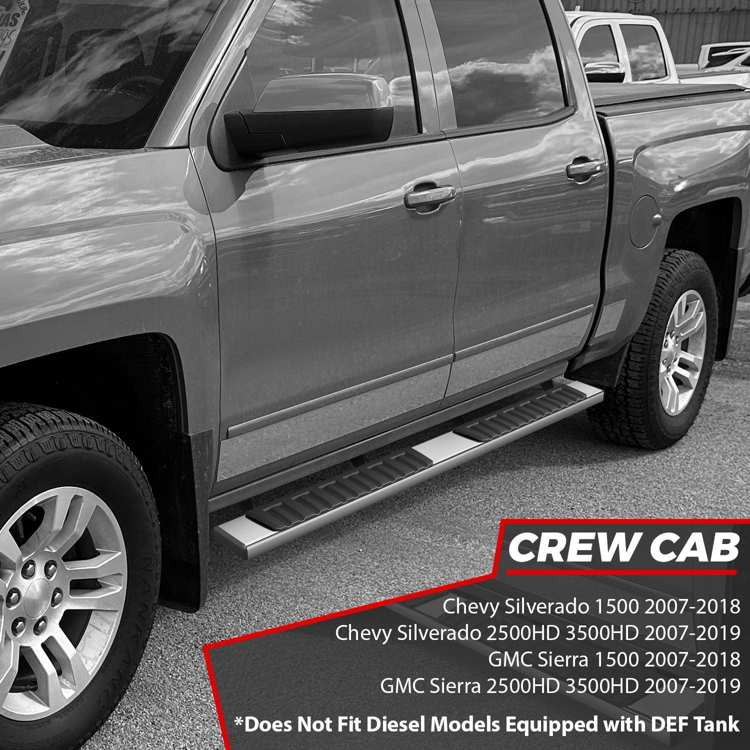 DNA Motoring For 07-19 Chevy Silverado GMC Sierra 1500 Crew Cab 6.7" Side Step Nerf Bar Running Board