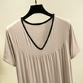 thumbnail image 5 of Lixiuxyad Nightgown with Buttons Women's Summer V Neck Short Sleeve Nightgown Casual Sleepshirt Loungewear Comfortable Sleepwear For Home Basic Solid Color, 5 of 6