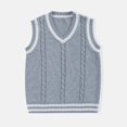 thumbnail image 4 of Womens Sleeveless Sweater Vest Men's And Women's Matching Knitted Sweater Blouses Knitted Yarn Cardigans College Style School Blouses, 4 of 5