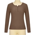 thumbnail image 4 of 2025 Summer Women'S Clothes!Toonshare Casual Textured Sweatshirts Women's V-Neck Buttoned Long Sleeve Knitted Sweater Base Layer, V-Neck Sweater Clearance Items for Women Khaki XL, 4 of 8