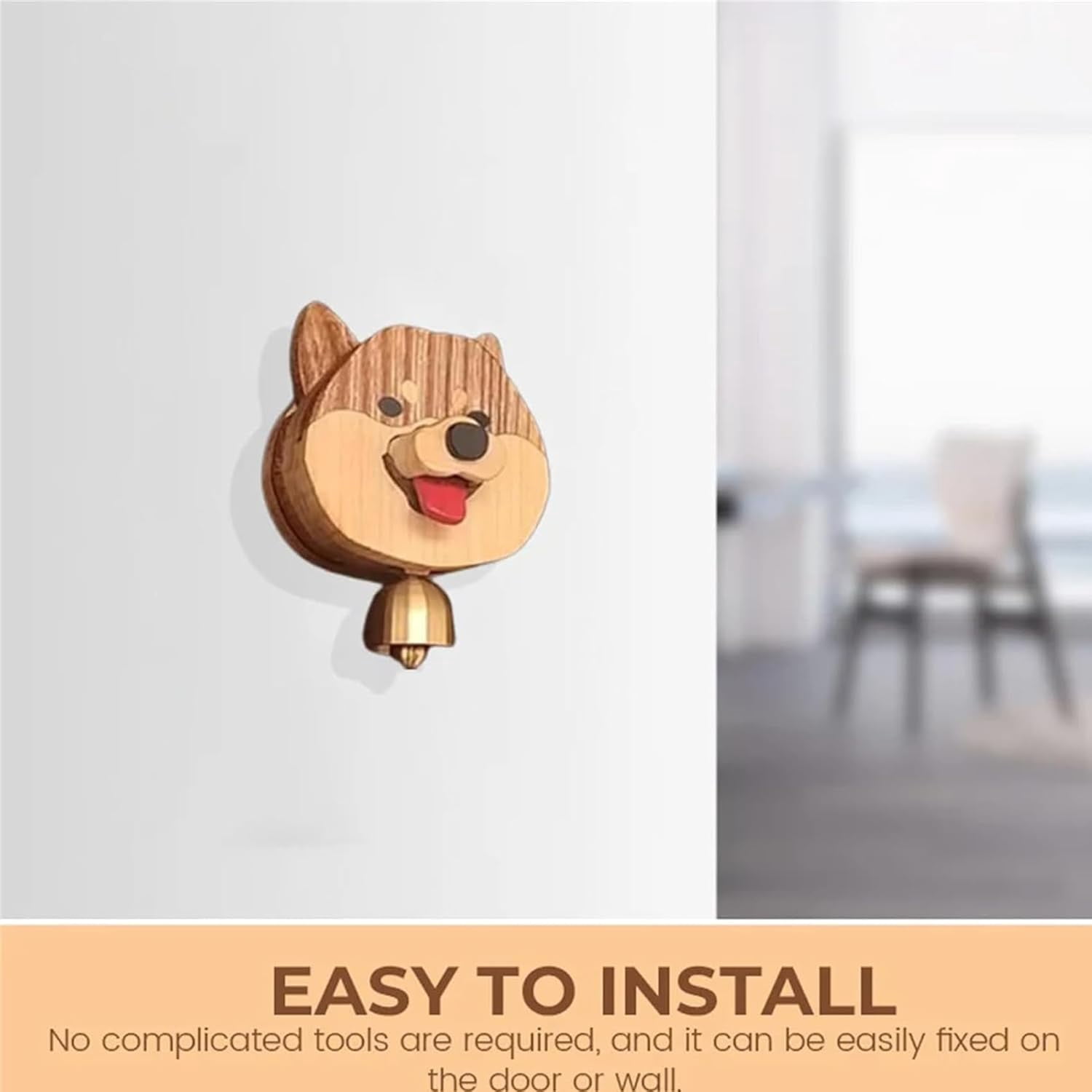 Wooden Shiba Inu Wind Chime Doorbell,Wooden Shiba Inu Doorbell,Wooden Shopkeepers Bell for Door Opening,Magnetic Doorbell Hanging Decoration Wind Chime for Patio Garden Home Decoration (1pc)