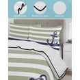 thumbnail image 4 of Striped Anchor Twin Size Down Alternative Comforter, Lightweight Comforter Quilt Bedding Set with Pillow Shams Navy Blue Nautical Sage Green Geometric All Seasons Bed Comforter Duvet Insert 68"x86", 4 of 7