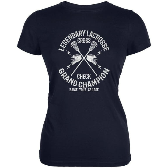 Lacrosse Cross Check Champion Juniors Soft T Shirt Navy 2XL