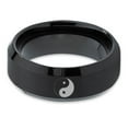 thumbnail image 2 of Tungsten Yin-Yang Band Ring 8mm Men Women Comfort Fit Black Beveled Edge Brushed Polished Size 14, 2 of 4