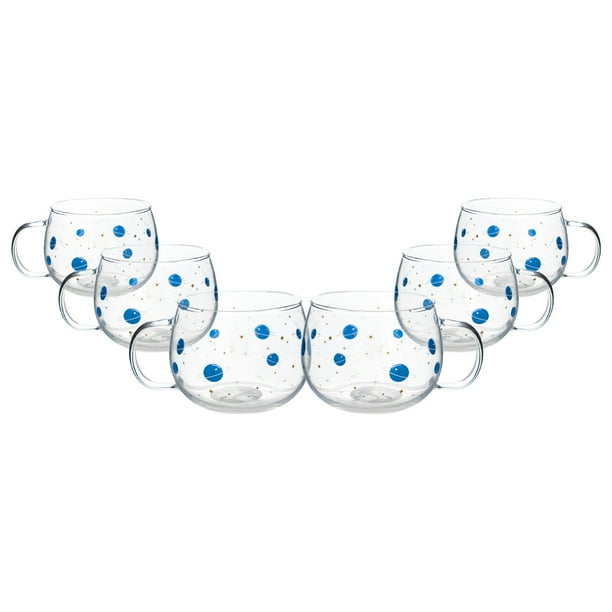 Set de 6 Tazas de Cristal con Planetas Azules 410 ML