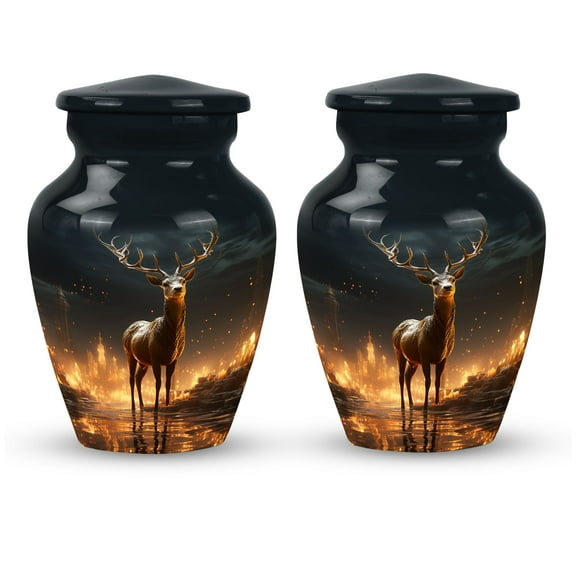 Magical Deer Adult Urns For Human Ashes Men - Small Cremation Urns - Keepsake Urns For Human Ashes - Adult Urns For Human Ashes Women - Cremation Urns For Adult Ashes (Size - 3Inch, 2Pcs)