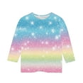 thumbnail image 4 of lcziwo Chemises à Manches 3/4 pour Filles 2025 Mode Paillettes Graphique Imprimé Pailleté Hauts de Fête Automne Décontracté Col Rond Chandail Blouse Multicolore Cadeaux pour Maman, 4 of 6