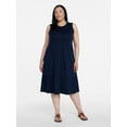 thumbnail image 2 of Time and Tru Women's Sleeveless Cotton Knit Tiered Midi Dress, Sizes XS-XXXL, 2 of 5