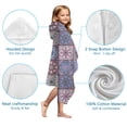 thumbnail image 7 of Purple Ethnic Geometric Patchwork Pattern Hooded Bath Towel，50"x30" for Ages 3 To 12 Kids, Quick Dry Lightweight Soft Microfiber Hood Beach Towel Cover Up for Kids, 7 of 7