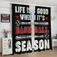 thumbnail image 4 of Retro Sports Themed Curtains,Classic Sports Baseball Fashion Patterns Prints Blackout Rod Pocket Window Treatments Drapes for Boys Girls Teens Bedroom Nursery84x84in, 4 of 6