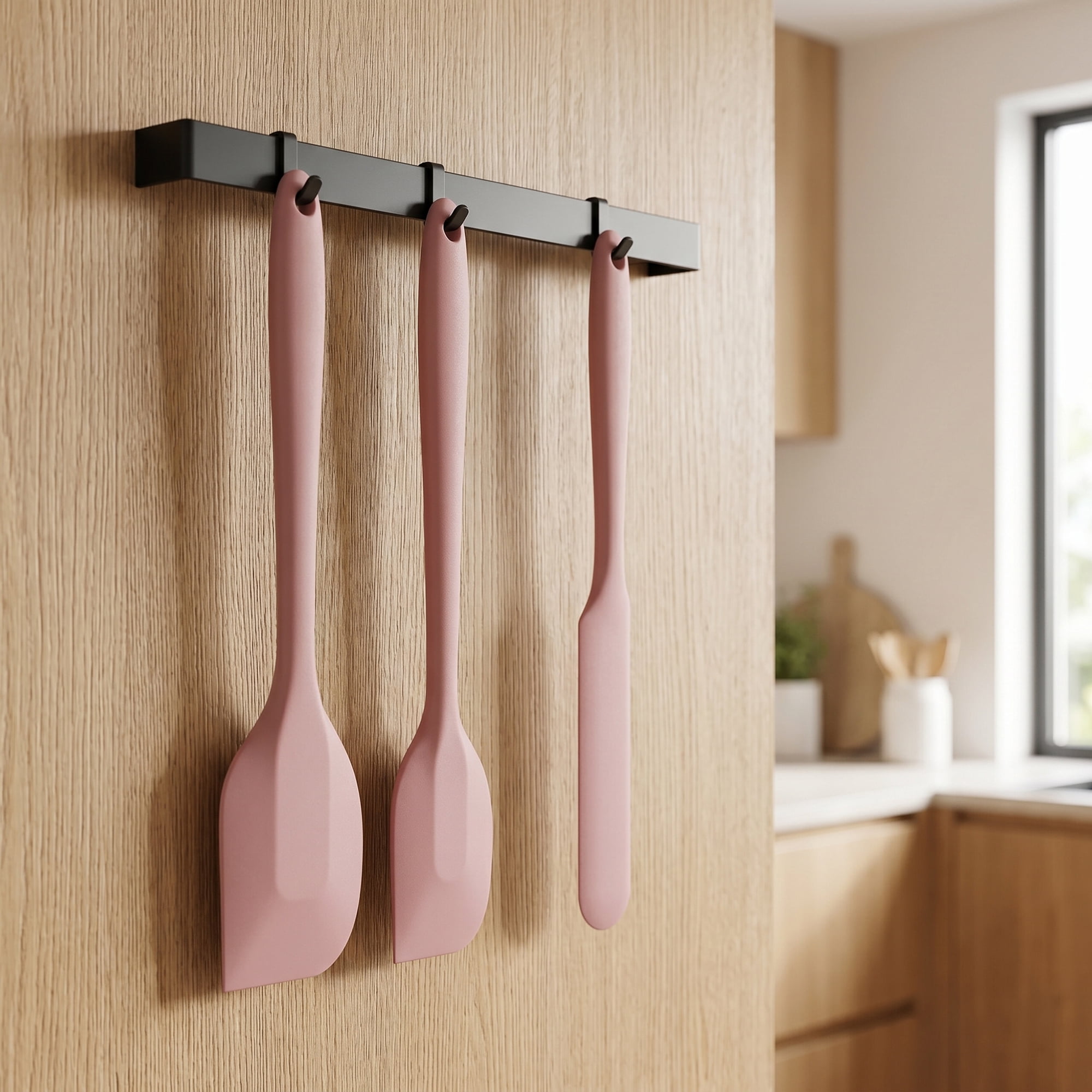 Unique Bargains 3Pcs Heat-Resistant Cooking Utensils Kitchen Spatula Set Pink