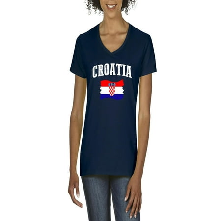 Croatia Flag Womens V Neck T Shirt Tee Clothes